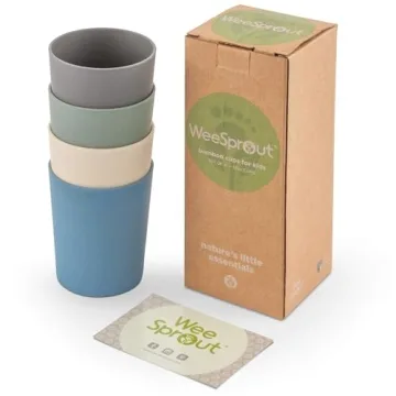 WeeSprout Bamboo Toddler Cups - Eco-Friendly 4 pc Set