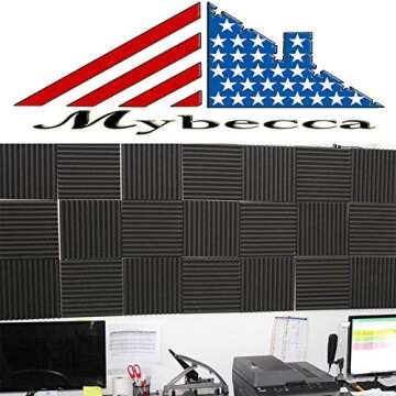 Mybecca 12 PACK Acoustic Foam Wedge Soundproofing Wall Tiles 12" X 12" X 1", Charcoal