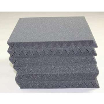 Mybecca 12 PACK Acoustic Foam Wedge Soundproofing Wall Tiles 12" X 12" X 1", Charcoal