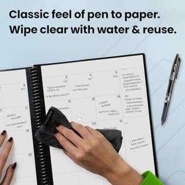 Rocketbook Smart Reusable Everyday Planner. Week, Month, Annual, To-Do List, Goal Templates. Journal and Notebook Pages. Undated Organizer, 6" x 8.8" Executive Size with Pen and Cloth, Black