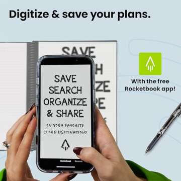 Rocketbook Smart Reusable Everyday Planner. Week, Month, Annual, To-Do List, Goal Templates. Journal and Notebook Pages. Undated Organizer, 6" x 8.8" Executive Size with Pen and Cloth, Black