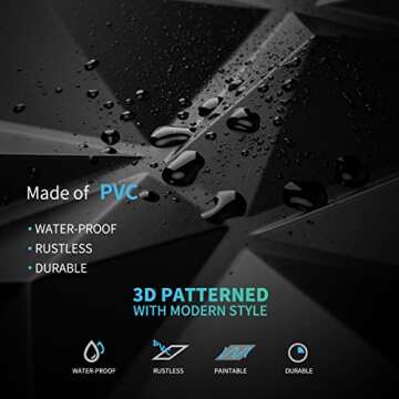 Art3d Decorative 3D Wall Panels in Diamond Design, 12"x12" Matt Black for Home and Office Decor (33 Pack)