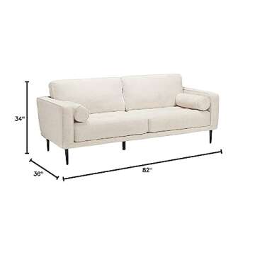 Signature Design by Ashley Caladeron Mid-Century Modern Chenille Sofa, Off-White