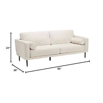 Signature Design by Ashley Caladeron Mid-Century Modern Chenille Sofa, Off-White