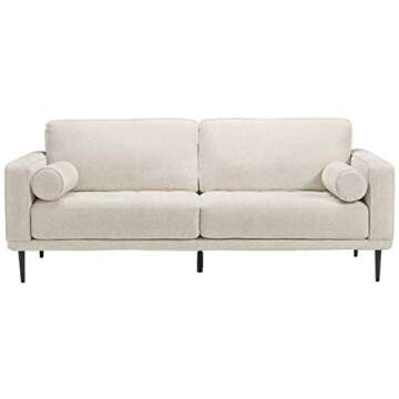 Signature Design by Ashley Caladeron Mid-Century Modern Chenille Sofa, Off-White