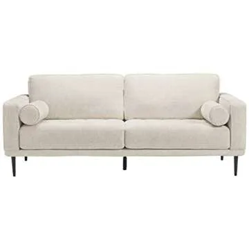 Signature Design by Ashley Caladeron Mid-Century Modern Chenille Sofa, Off-White