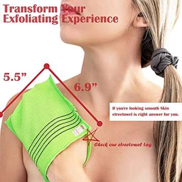 etreetowel Anti-Shrink Korean Asian Exfoliating Bath Washcloths Mitt Scrub for Body washcloth Glove Premium Viscose Rayon Onsen Towel Korea Made (6PACK)