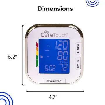 Care Touch Digital Wrist Blood Pressure Monitor for Adults Size 5.5-8.5" for Home Use, Automatic High Blood Pressure Machine with Batteries & Carrying Pouch.