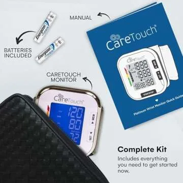 Care Touch Digital Wrist Blood Pressure Monitor for Adults Size 5.5-8.5" for Home Use, Automatic High Blood Pressure Machine with Batteries & Carrying Pouch.
