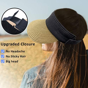 Stylish Women Straw Sun Visor Hat for Summer UV Protection