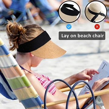 Stylish Women Straw Sun Visor Hat for Summer UV Protection