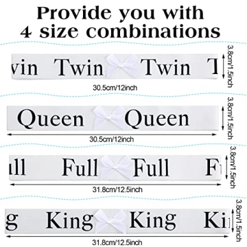 Jutom 8 Pcs Bed Sheet Organizer Bands with Bow Sheet Keepers Closet Organization King Twin Full Queen Bed Sheet Straps Elastic Storage Bedding Bands Sheet Labels for Bedsheet Pillow Case(Black White)