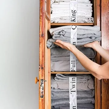 Jutom 8 Pcs Bed Sheet Organizer Bands with Bow Sheet Keepers Closet Organization King Twin Full Queen Bed Sheet Straps Elastic Storage Bedding Bands Sheet Labels for Bedsheet Pillow Case(Black White)