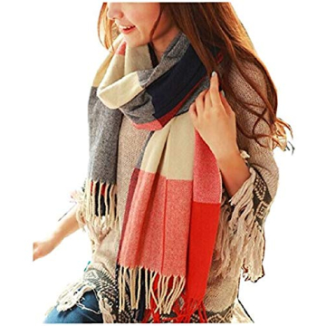 YSense Oversized Women's Plaid Blanket Scarf for Winter