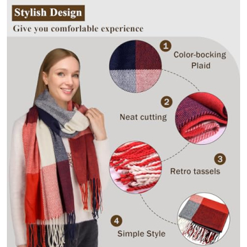 Chunky Tartan Blanket Scarf for Women in Winter