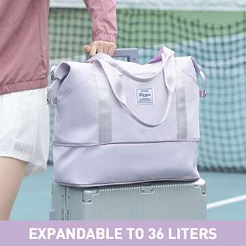 Versatile Large Travel Tote Bag – Waterproof & Expandable Gym Duffel for Women with Trolley Sleeve