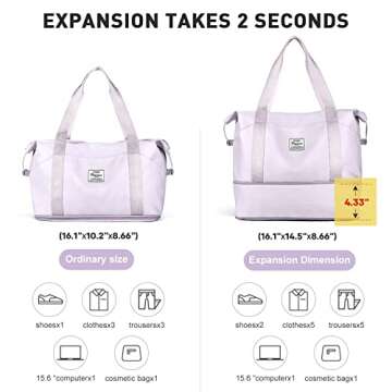 Waterproof Expandable Travel Tote Bag for Women