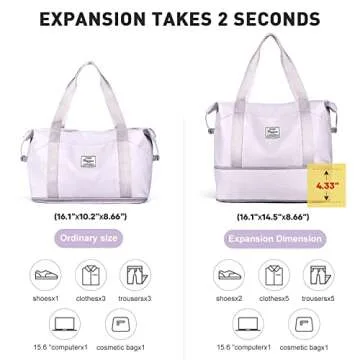 Waterproof Expandable Travel Tote Bag for Women