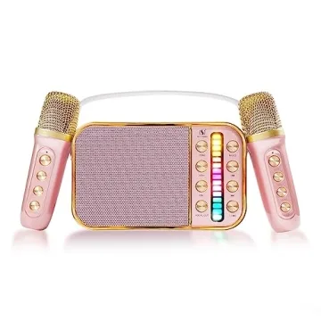 Mini Karaoke Machine for Kids & Adults, Karaoke Machine with 2 Microphones,Portable Handheld Microph...