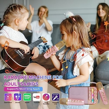 Mini Karaoke Machine with 2 Microphones for All Ages