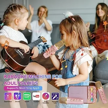 Mini Karaoke Machine with 2 Microphones for All Ages