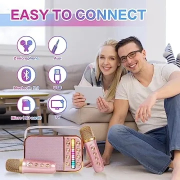 Mini Karaoke Machine with 2 Microphones for All Ages