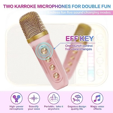 Mini Karaoke Machine with 2 Microphones for All Ages