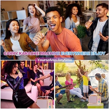 Mini Karaoke Machine with 2 Microphones for All Ages