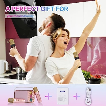 Mini Karaoke Machine with 2 Microphones for All Ages