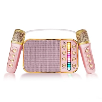 Mini Karaoke Machine with 2 Microphones for All Ages