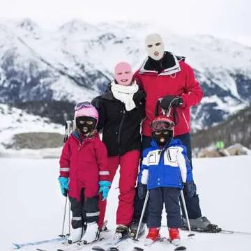 3 Hole Winter Knitted Mask, Full Face Cover Ski Scarf Mask Warm Balaclava for Adult Skiing, Motorcycle, UV Protection,Wind Protection Pink