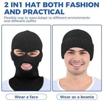 3 Hole Winter Knitted Mask, Full Face Cover Ski Scarf Mask Warm Balaclava for Adult Skiing, Motorcycle, UV Protection,Wind Protection Pink