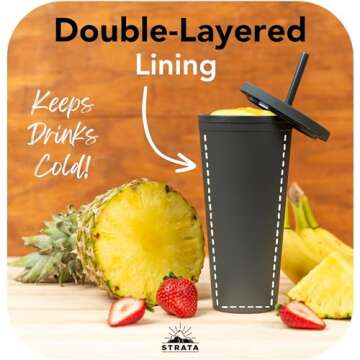Stylish STRATA CUPS Black Tumblers - 22oz 8 Pack