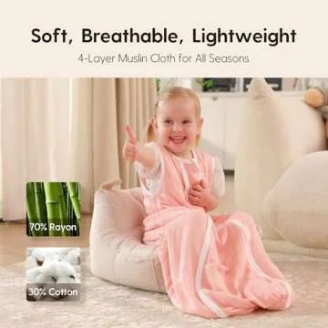 LITTLE SPUD Baby Sleep Sack with Outlast Temperature Regulation, 0-6 Months Baby Sleeping Bag, TOG 1.0 Sleeveless Toddler Sleep Sack, Stretchy Wearable Blanket for Babies,Pink, S 20"-28"