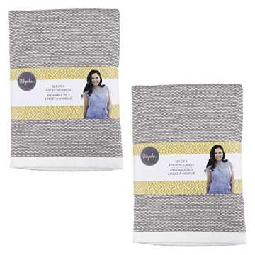 KAF Home Ayesha Curry Mixed Utility Kitchen Towel Set, Mixed Terry Kitchen Towels, Set of 6, Dark Gray