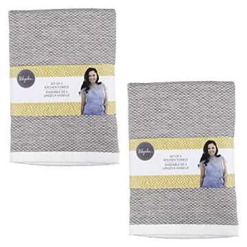 KAF Home Ayesha Curry Mixed Utility Kitchen Towel Set, Mixed Terry Kitchen Towels, Set of 6, Dark Gray
