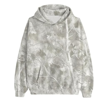 Womens Camo Hoodie Maple Leaf Print - Oversized Graphic Fleece Pullover Sweatshirt