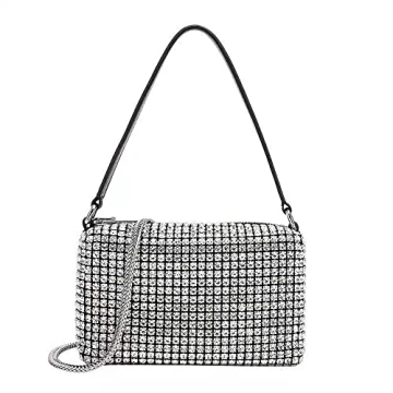 NOGUTU Silver Rhinestone Clutch for Women