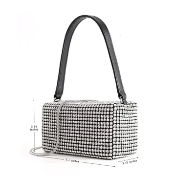 NOGUTU Silver Rhinestone Clutch for Women
