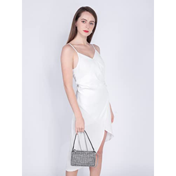 NOGUTU Silver Rhinestone Clutch for Women