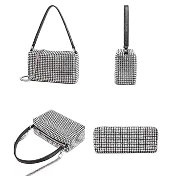 NOGUTU Silver Rhinestone Clutch for Women