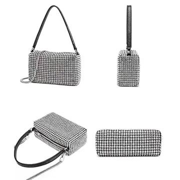 NOGUTU Silver Rhinestone Clutch for Women