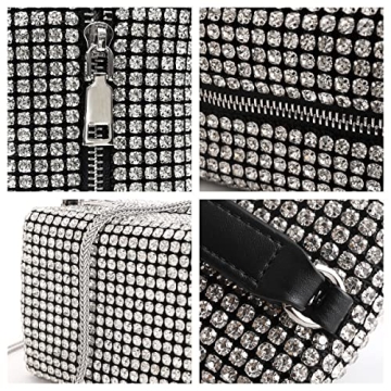 NOGUTU Silver Rhinestone Clutch for Women