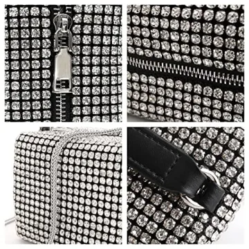 NOGUTU Silver Rhinestone Clutch for Women
