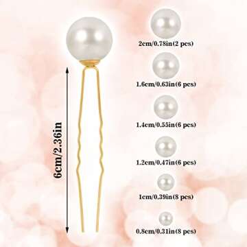 36 Pcs Wedding Pearl Hair Pins Bridal Pearl Rhinestone U Shape Barrette Wedding Hair Accessories, Pe...
