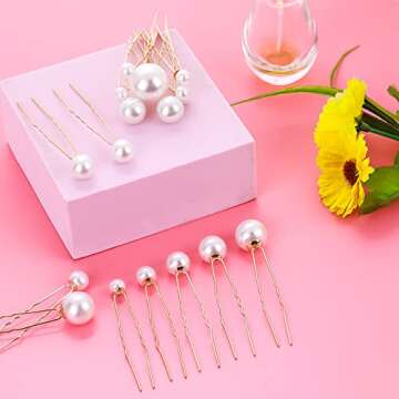 Elegant 36 Pcs Wedding Pearl Hair Pins for Brides