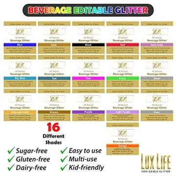 Lux Life Edible Glitter for Drinks – 100% Natural Ingredients, Made in USA – Food Grade Brew Drink Glitter for Wine, Cocktails, Champagne, and Beverages – Gluten Free & Vegan (4g, Silver)