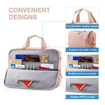 BAGSMART Laptop Bag for Women, 15.6 Inch Laptop Briefcase, RFID Blocking Laptop Case, Computer Bag Shoulder Messenger Bag