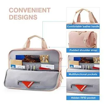 BAGSMART Laptop Bag for Women, 15.6 Inch Laptop Briefcase, RFID Blocking Laptop Case, Computer Bag Shoulder Messenger Bag