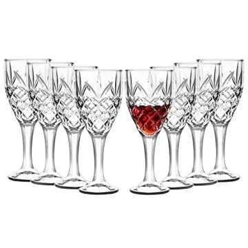 Royalty Art Wine Glasses Goblet Glassware Set of 8, 10oz, Tumbler Glasses, Decorative Chalice Kinsley Design for Beer, Liquor, Wine, Water, and Beverages, Party and Event Serving…